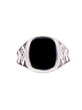 Kabana Sterling Silver Black Jet Men's Signet Ring Size 10 Southwestern Tribal